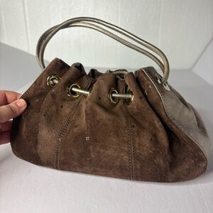 Vintage Y2K Kate Spade Brown polka dot suede pouch bag